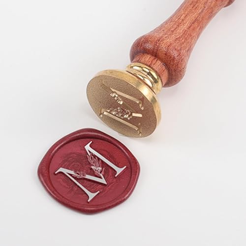 Miniatura 5 de Sello de cera del alfabeto M, sello de cera de hojas de eucalipto con letra M, kit de sello para invitación de boda, sobre, tarjeta de Navidad (M)