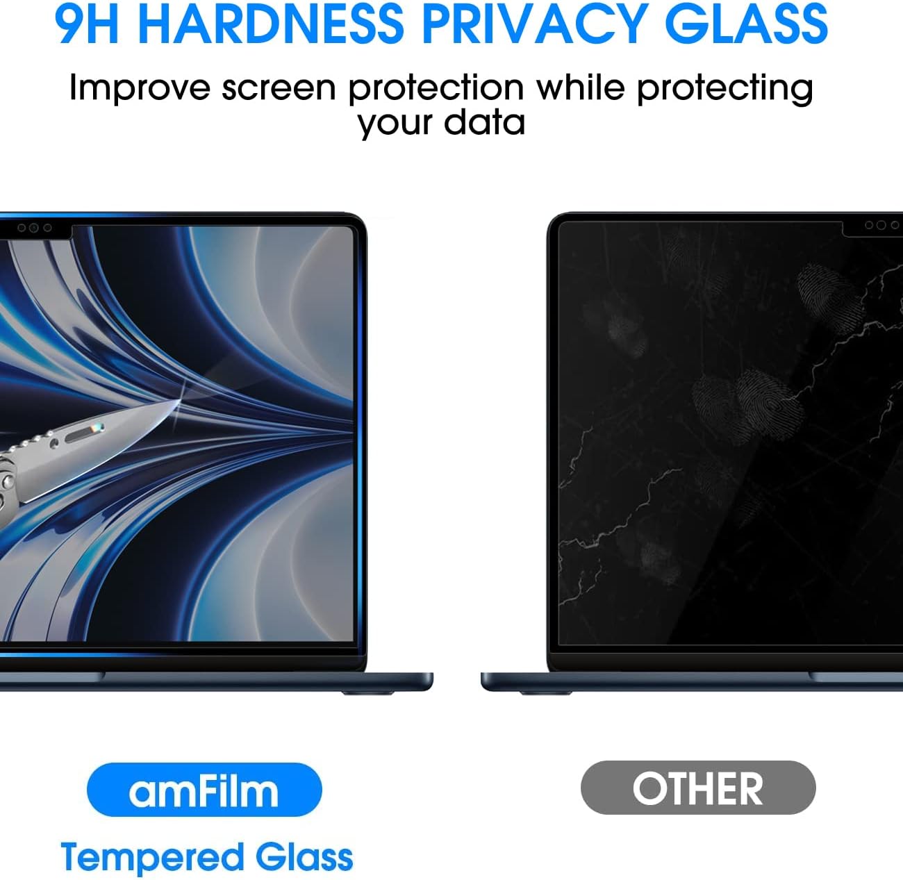 amFilm Privacy Screen Protector for MacBook Air 13.6'' M4/M3/M2 Chip