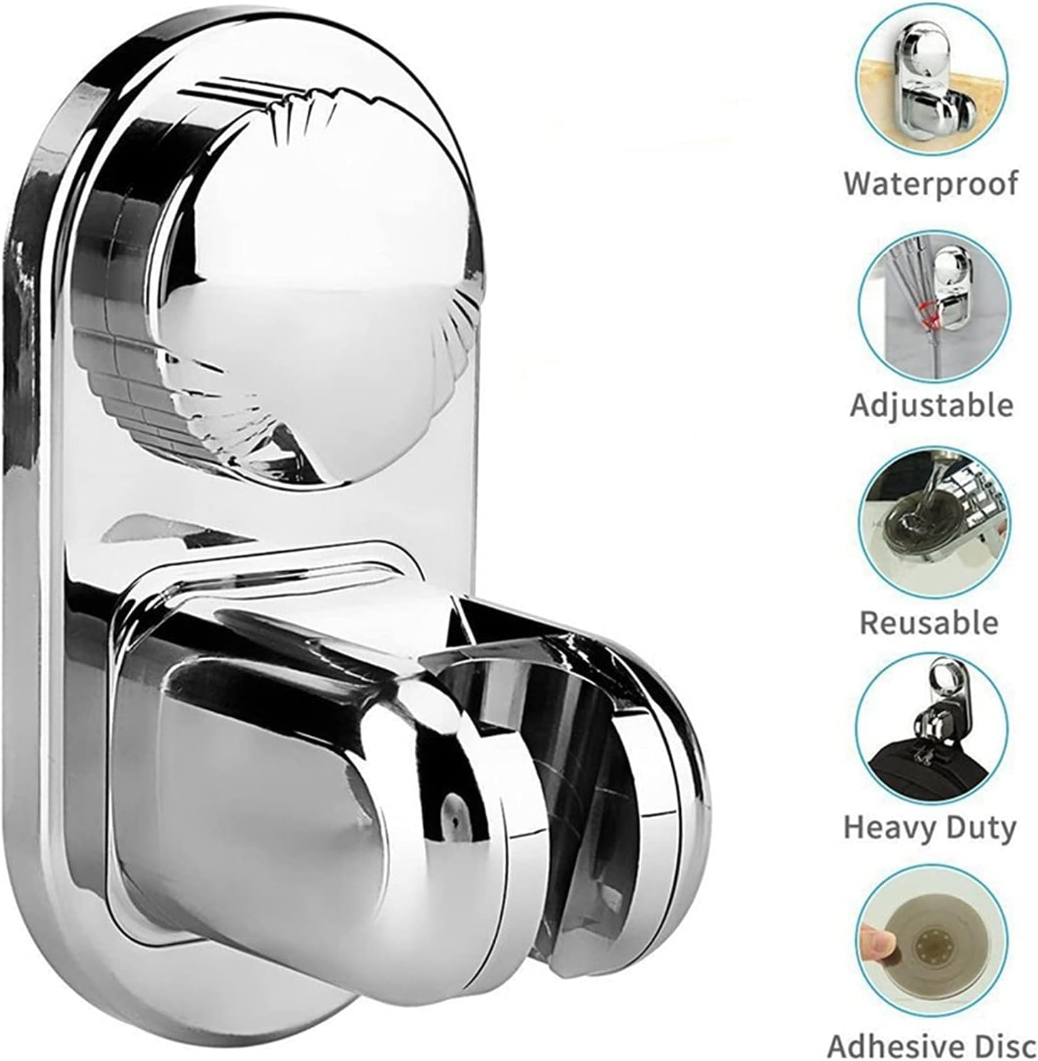 Shower Holder Adjustable Bathroom Bracket 360°Angle Wall Mount Stand Suction Cup Support Fixing Base Punch-Free Universal Shower Installation Bracket