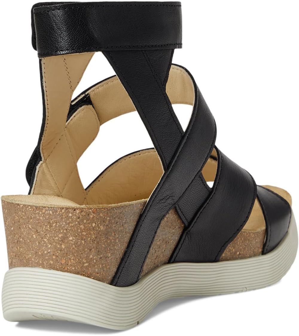 FLY LONDON Women's WEGE669FLY Wedge Sandal, Black, 7.5-8