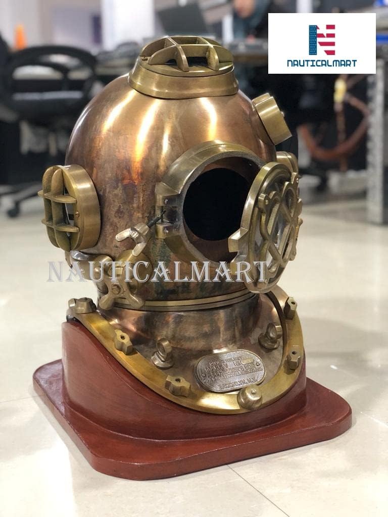 NauticalMart Antique Diving Divers Helmet Us Navy Mark V Helmet with Base