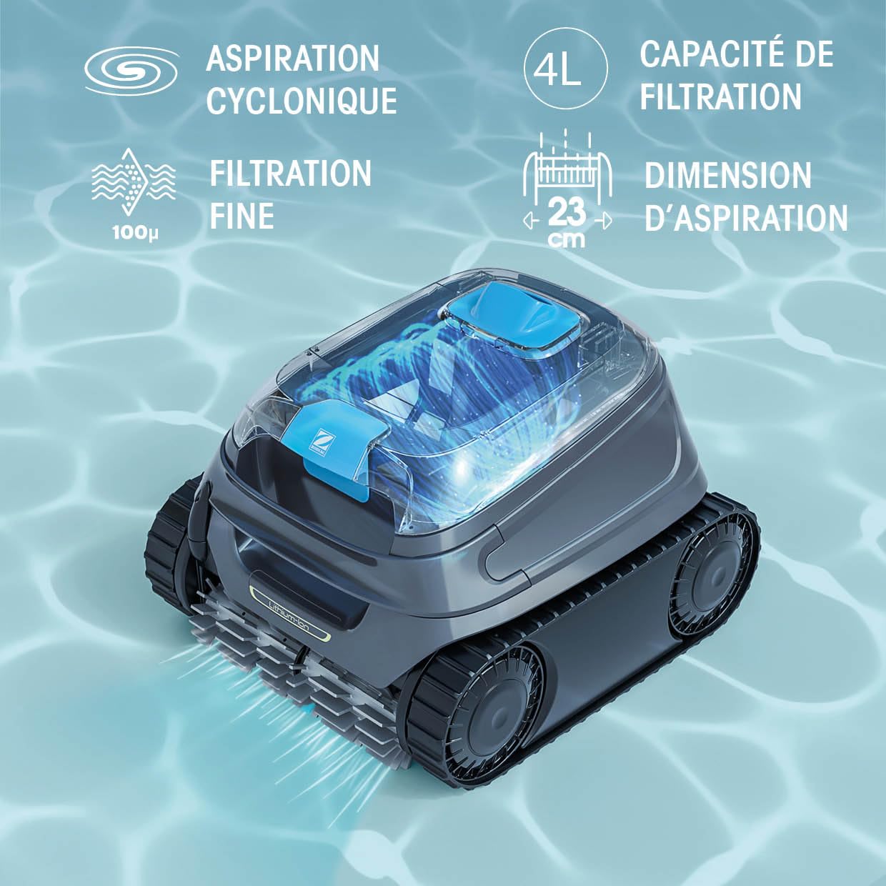 Zodiac Freedom CNX-Li 52 IQ Robot Piscine sans Fil, jusqu'à 10x5m, nettoie Fond, parois et Ligne d'eau. Batterie Lithium, Station de Charge, Filtration Fine et connectivité app iAqualink