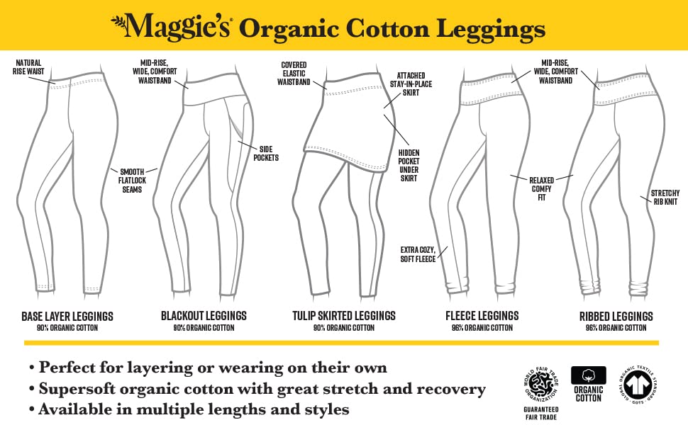 Maggie's Organics Cotton Base Layer Leggings - Ankle Length - Soft & Stretchy2