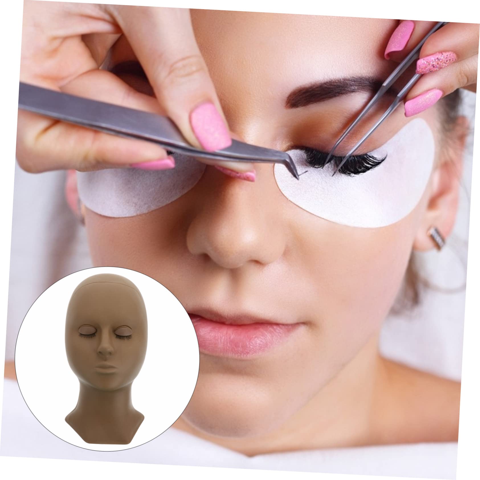 VICASKY Pestañas Cabeza de Ejercicio Con Palpados Maniquí Para Extensión De Pestañas Cosméticos Ayuda De Entrenamiento Para El Hogar O Salón Incluye Cabeza Y Párpados