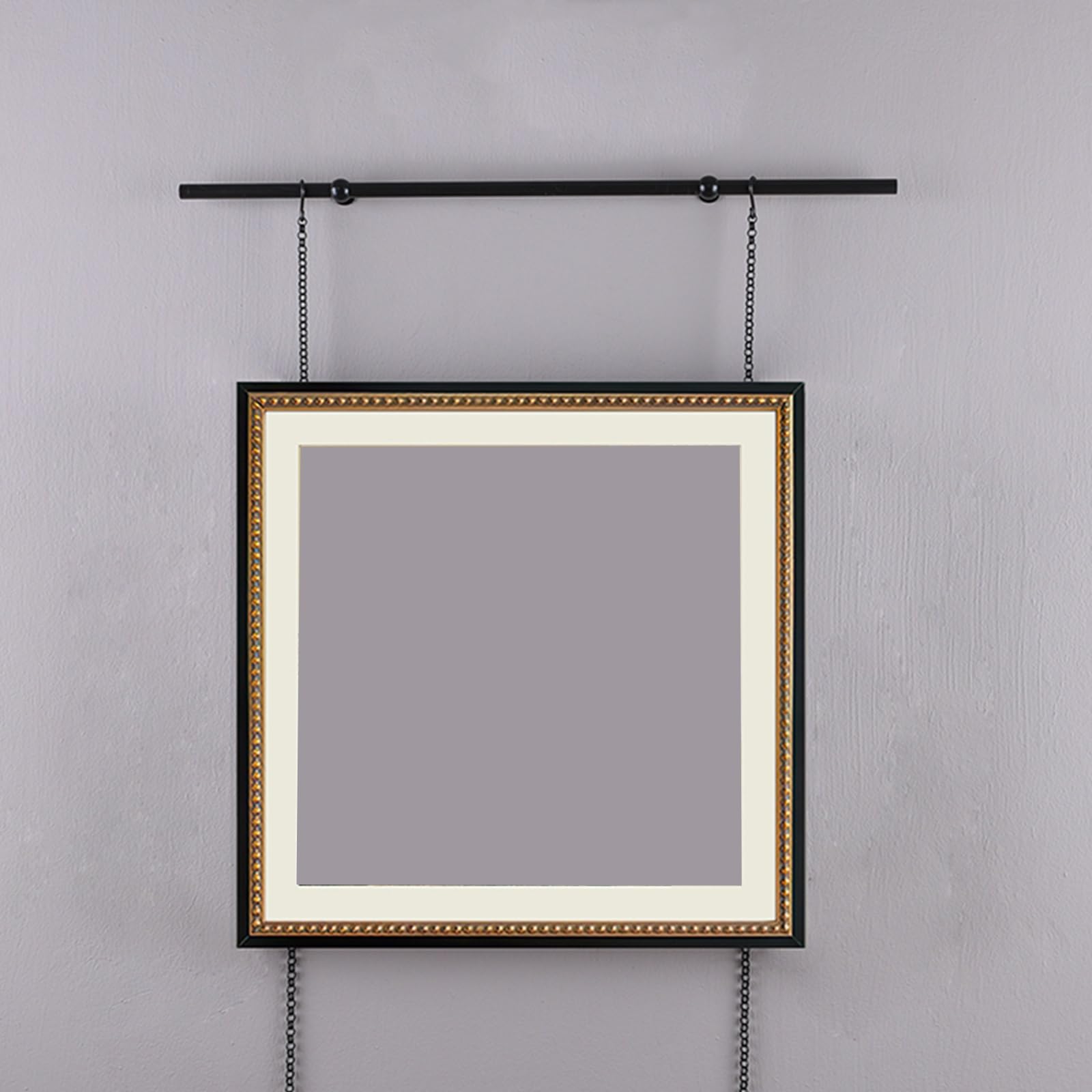 Barra colgante de galería con cadenas, kit de colgar cuadros para marcos, arte, carteles, colgador de pared resistente para el hogar, estudio, exposición