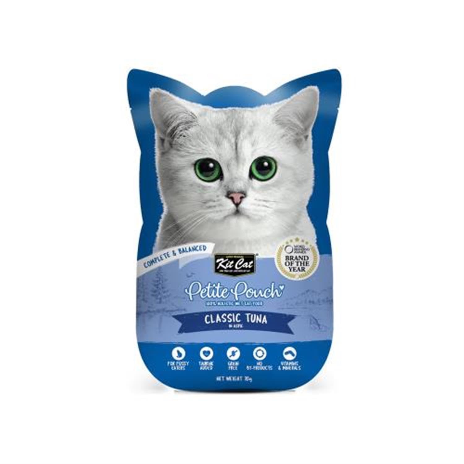 Kit Cat Petite Pouch Complete & Balanced Wet Cat Food - Classic Tuna in Aspic 70 G (Pack of 6),Adult