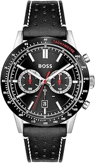 Boss men's analog quartz watch with leather strap 1513920