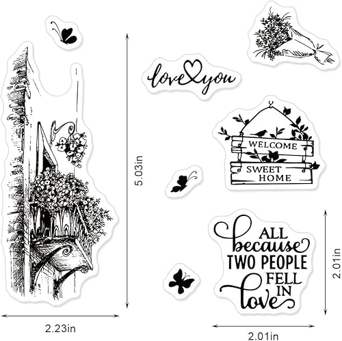 Miniatura 2 de Sellos transparentes de flor de primavera para hacer tarjetas, palabras de dulce hogar, sellos de goma transparente para decoración de tarjetas