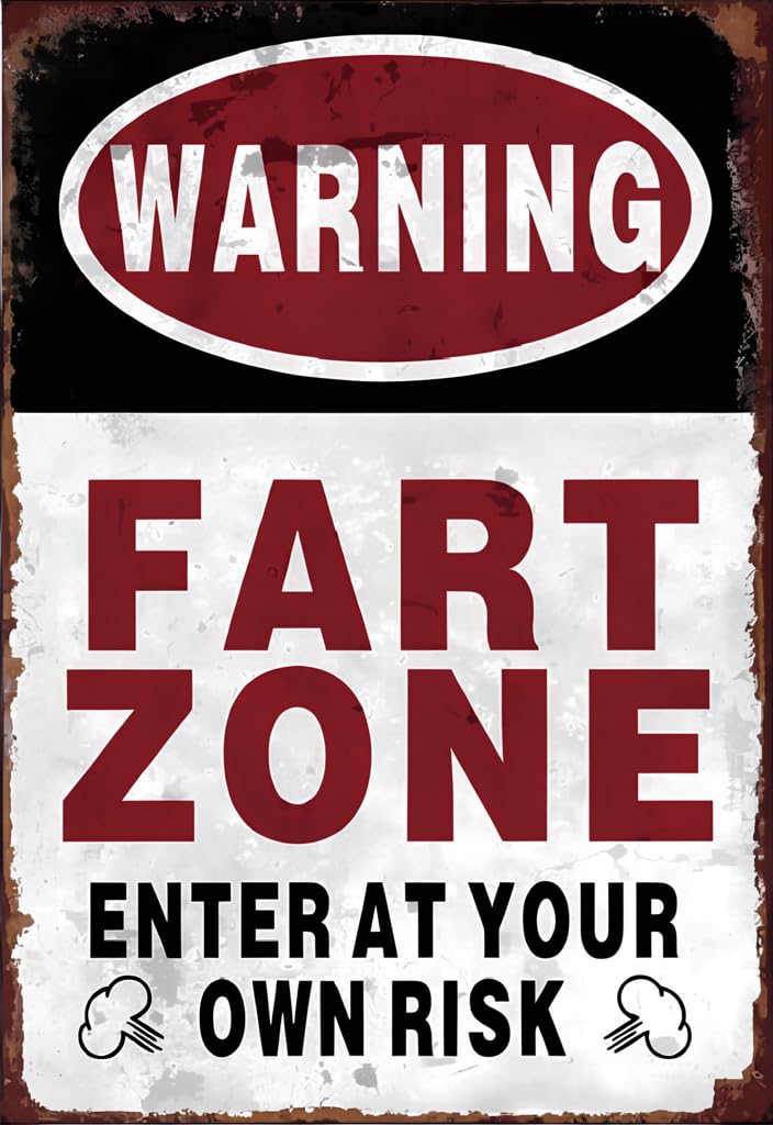 peiyeety Warning Fart Zone Tin Sign 12x8 Inch, Funny Retro Metal Wall Decor, Enter at Your Own Risk Novelty Plaque for Bathroom, Home Bar, Man Cave, Guest Room, Gag Gift