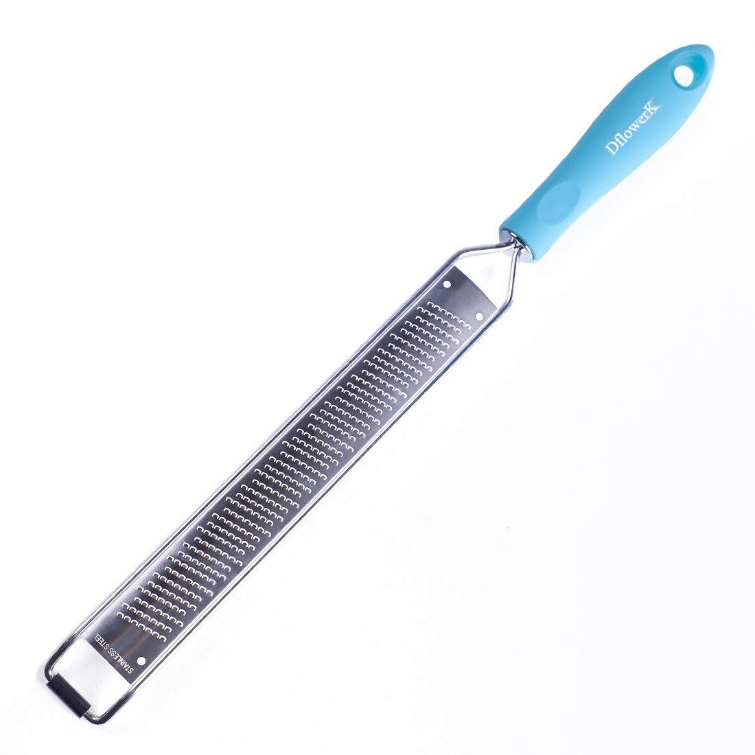 DflowerK Lemon Zester Cheese Grater Longer Razor Sharp Stainless Steel Blade with Protective Cover Great for Lemon Parmesan Cheese Chocolate Nutmeg Garlic Ginger(Blue)