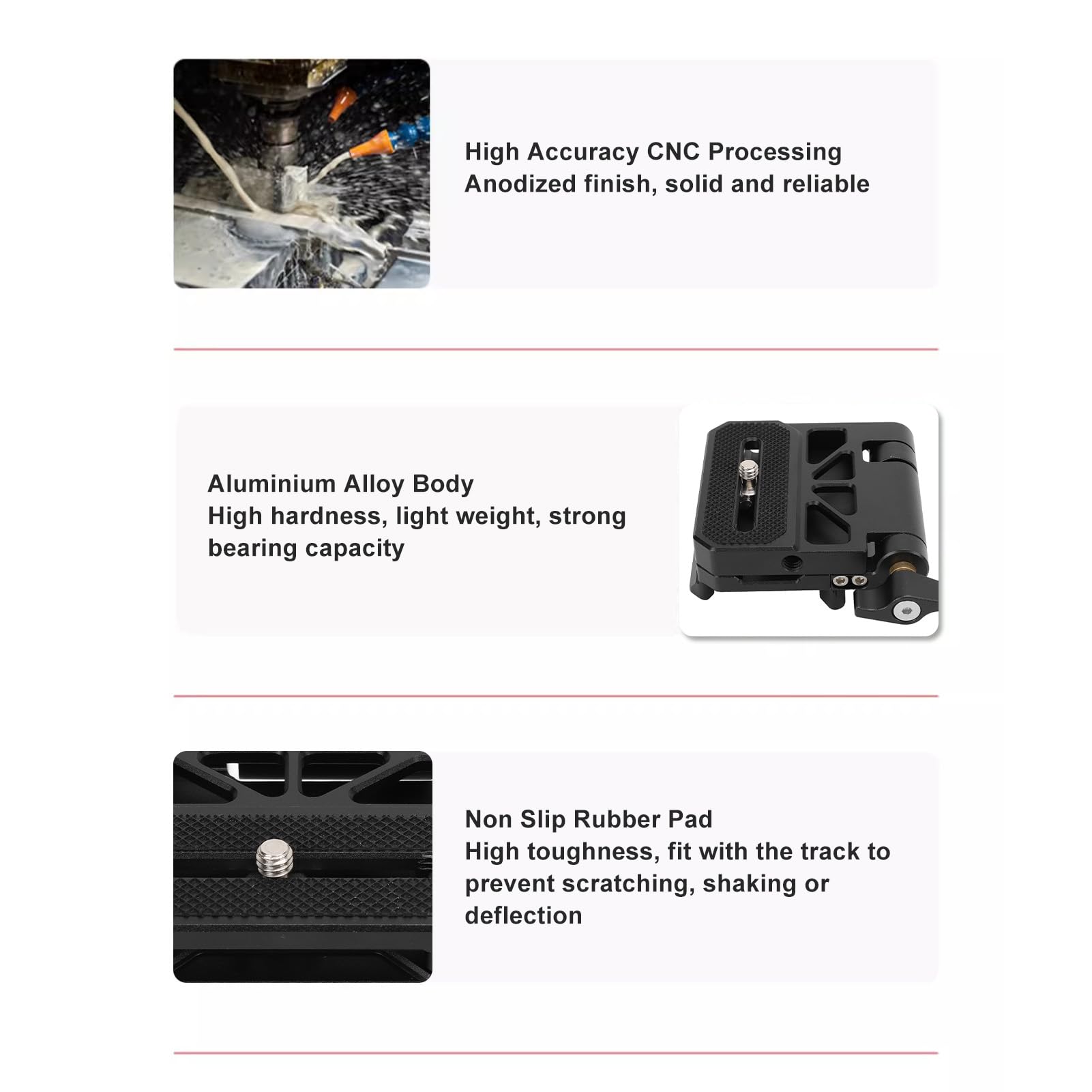 Placa Plegable de liberación rápida con roscas de 1/4 y 3/8 Pulgadas, Adaptador Universal de Montaje para cámara Compatible con Cabezales de Bola de trípode y estabilizadores,