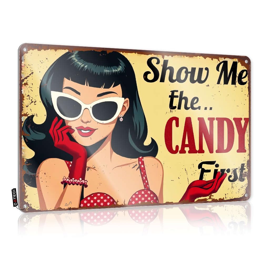 Sujd Colour Tin Wall Decor Door Wall Decor | Show Me The Candy First Amazing For Longhorn Home(30X40cm)