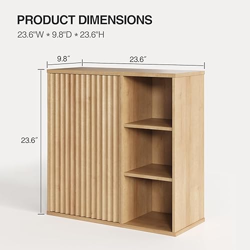 Miniatura 2 de Armario de pared de baño estriado, pequeño gabinete de pared de medicina con puertas y estantes ajustables, gabinete de almacenamiento montado en la