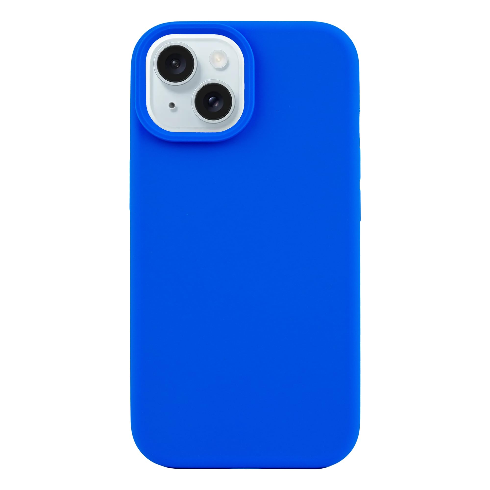Compatible avec iPhone 14 Plus/15 Plus, coque en silicone, minimaliste, classique, mat, coque de téléphone en gel plastique caoutchouté, coque fine antichoc pour écran pouces (bleu roi)