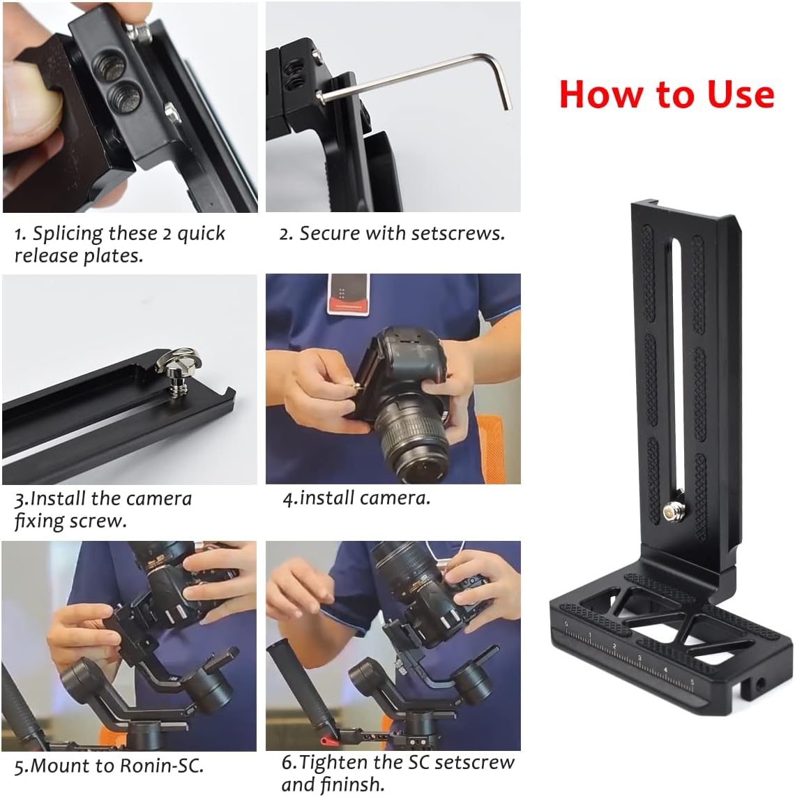 Aluminum L Bracket Vertical Shooting Quick Release Plate for DJI Ronin SC Gimbal Stabilizer Tripod Monopod and Camera