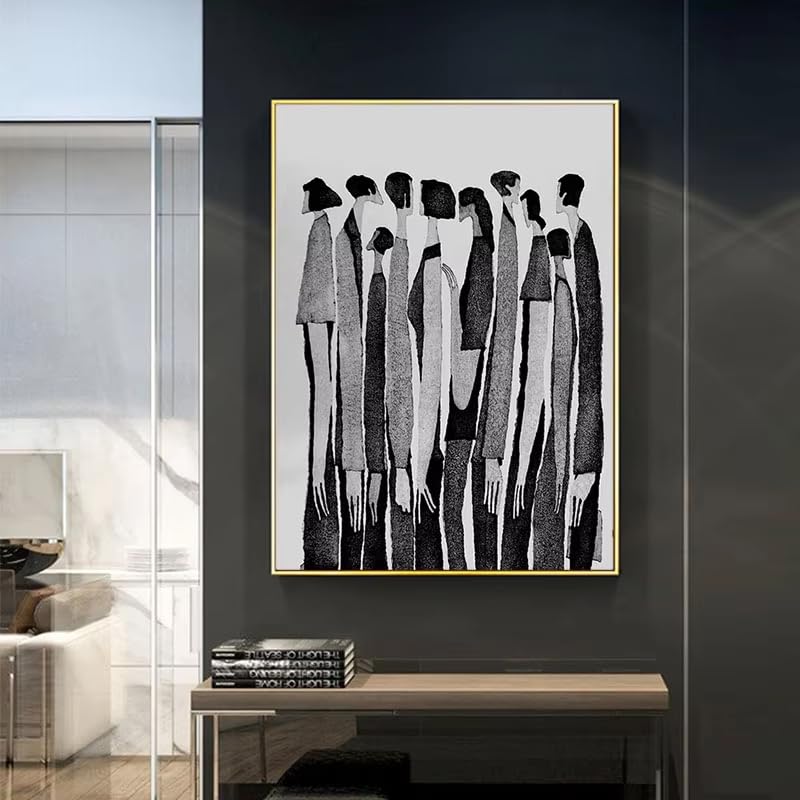 Affiches de personnages abstraits noirs et blancs pour une décoration murale de salon chic
