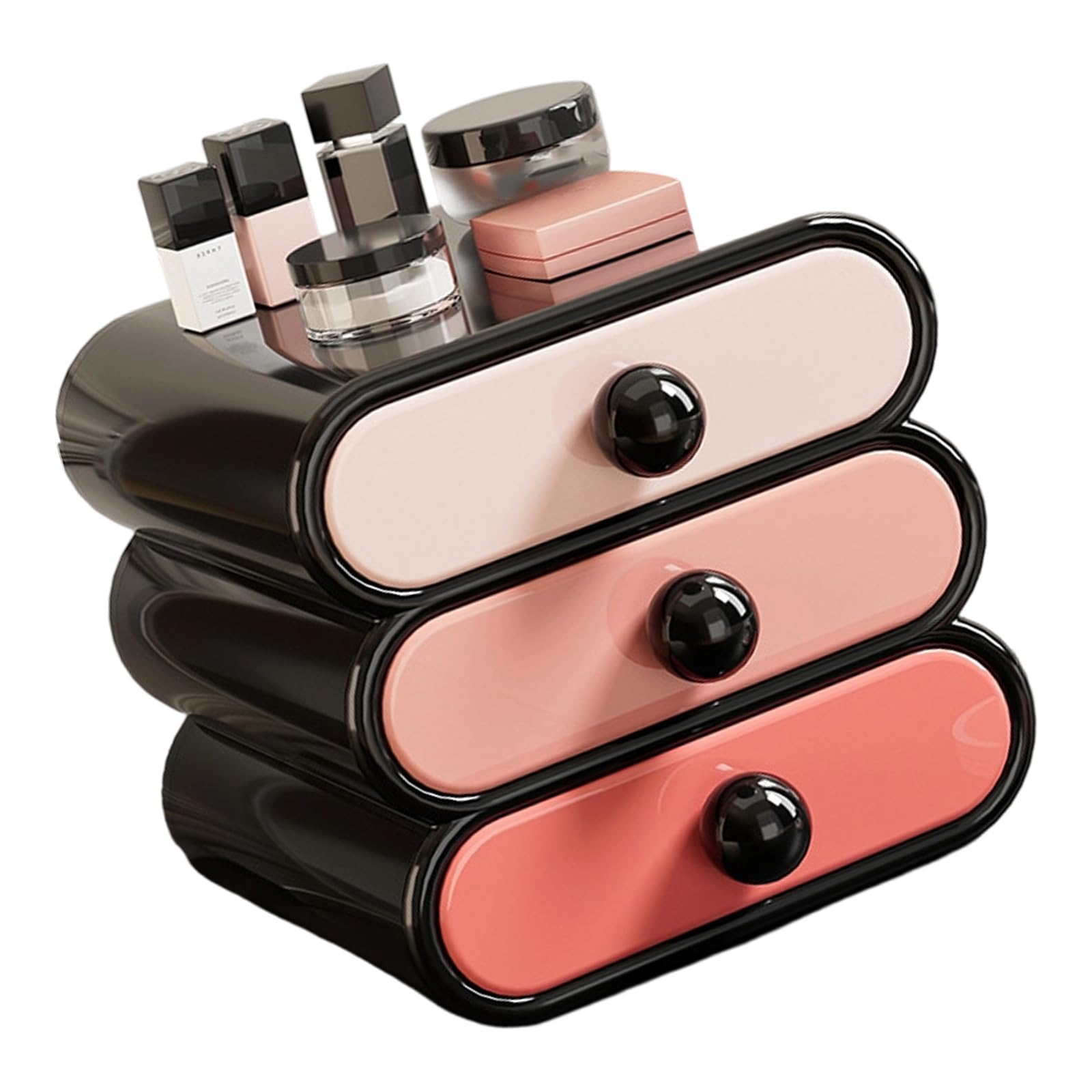 Tsophreniq Drawer Cosmetic Storage Box Partitioned Compartments Ensures Tidying Makeup Arrangement ABS PET Materials Desk Organizers