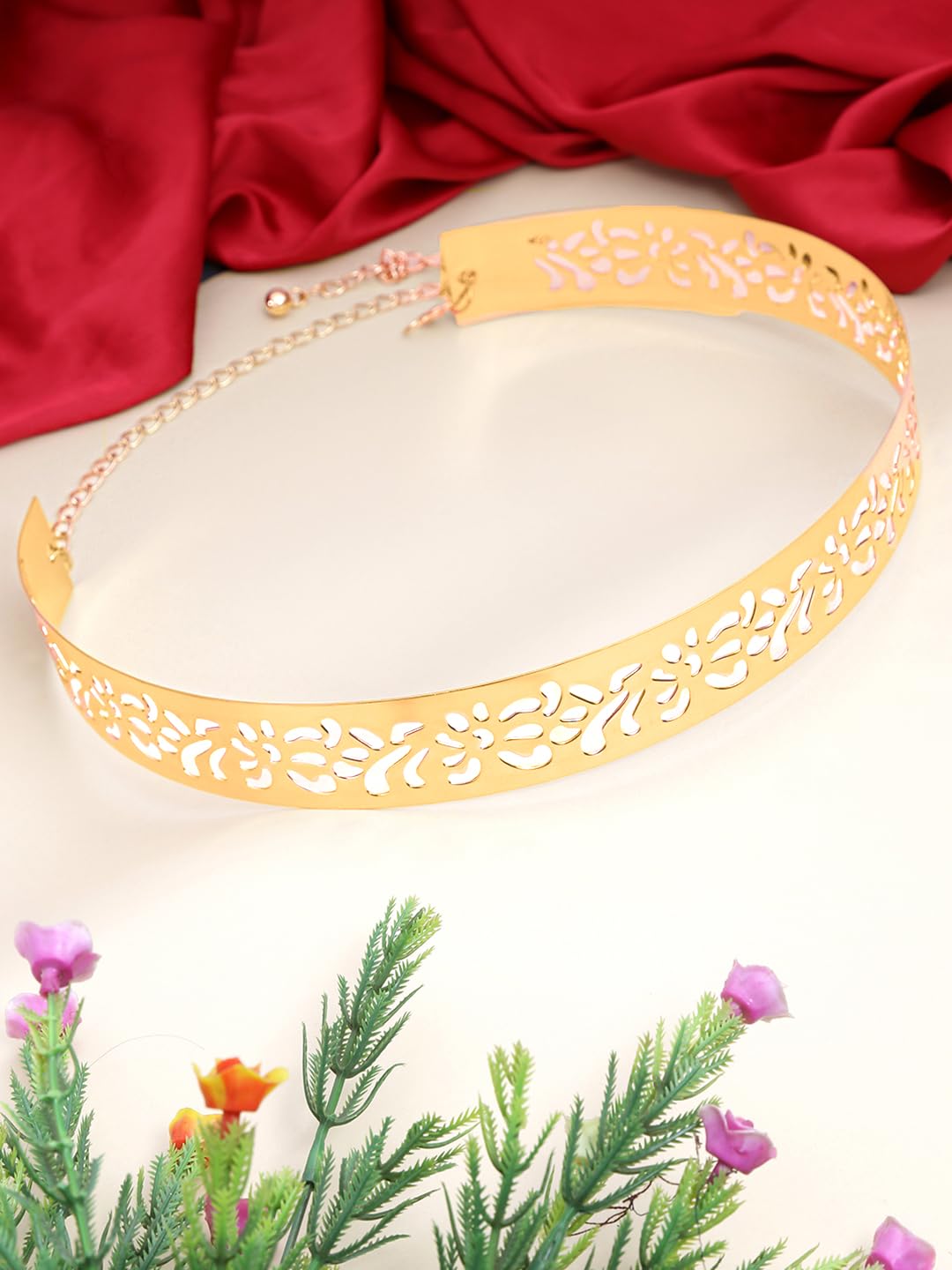 Yellow Chimes Latest Fashion Adjustable Kamarband Metal Waist Belt for Women and Girls (Design 3) 1