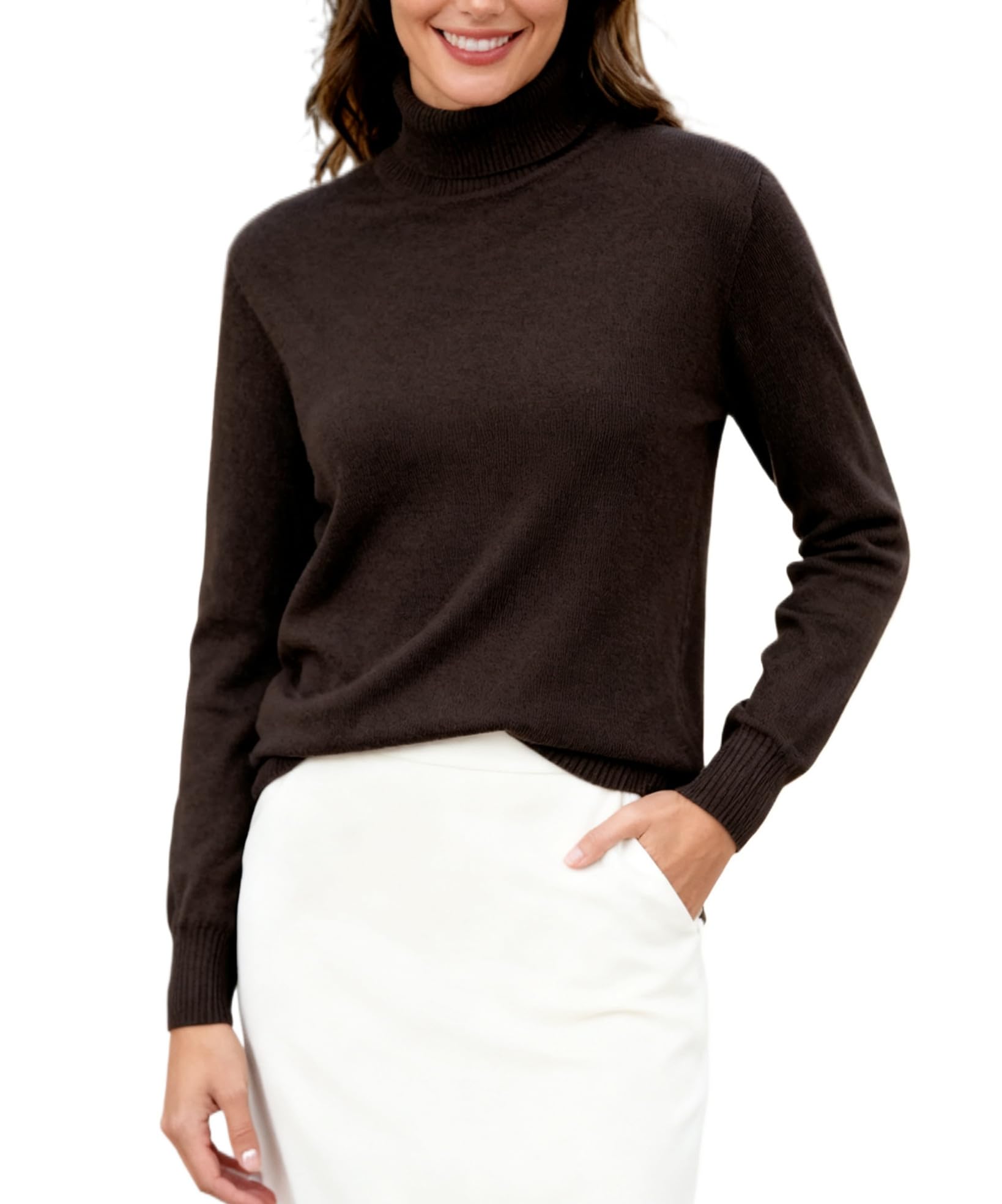 DAIMIDY Womens Turtleneck Sweater Long Sleeve Wool Blend Sweater Tops Fall Winter Outfits