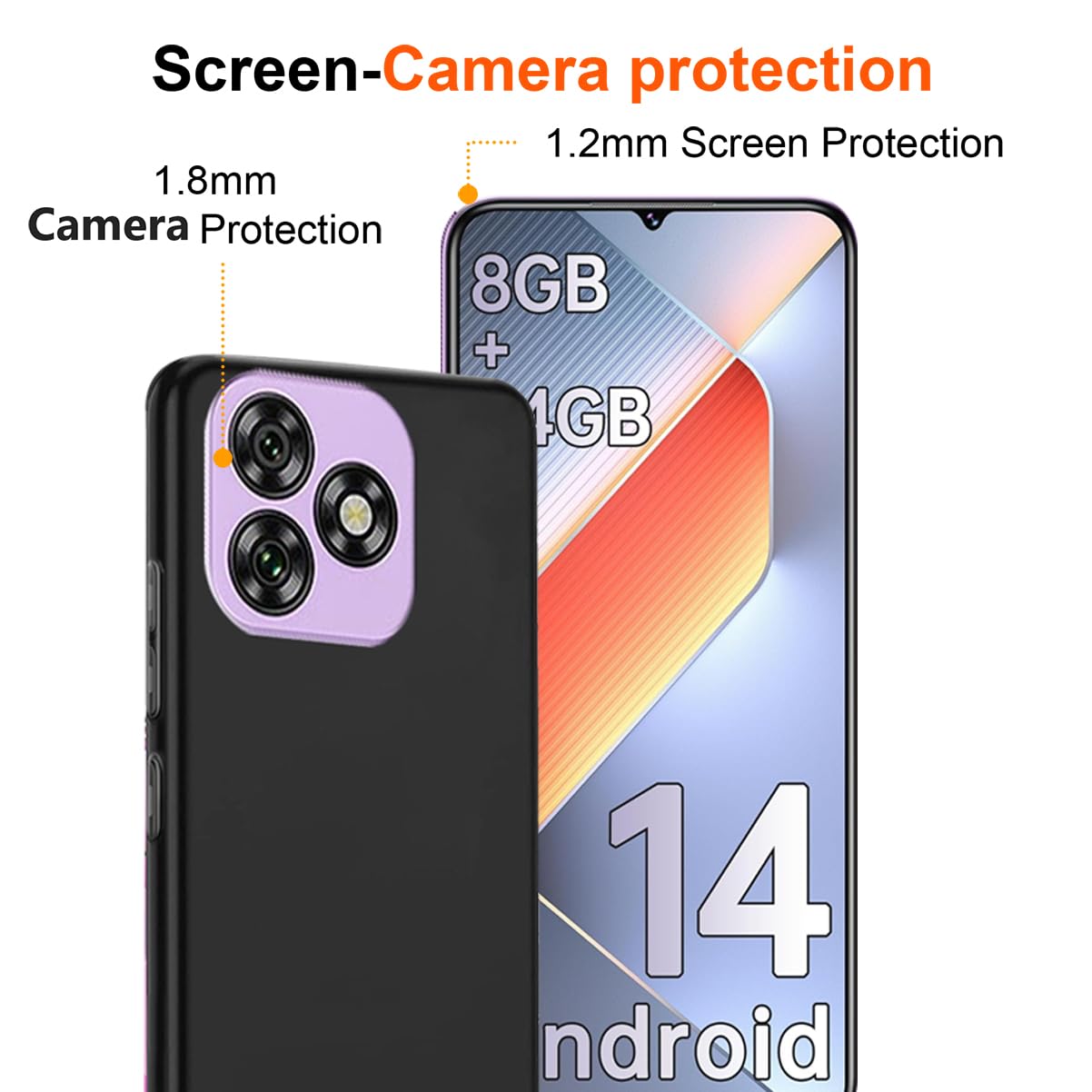 HuiYouMY 2-in-1 Case Compatible with Oukitel C53 Cover with 1 Pack Tempered Glass Screen Protector for Oukitel C53 - Image 2