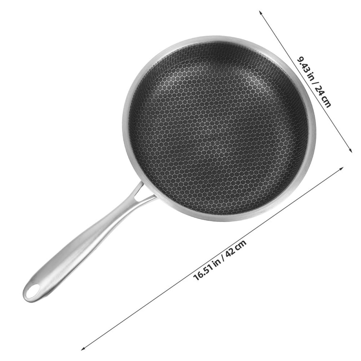 BESPORTBLE Padella in Acciaio Inox 24 CM a Nido D’Ape Antiaderente Padella Multifunzionale per Uova e Bistecche Compatibile con Tutti i Piani Cottura Inclusi Induzione Pentolame da Cucina