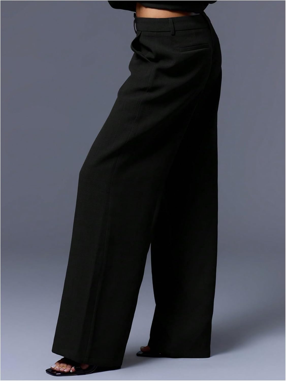 GORGLITTER Women's Low Rise Dress Pants Dressy Low Waisted Wide Leg Straight Business Work Trousers Slacks Pants Bottoms - Image 2