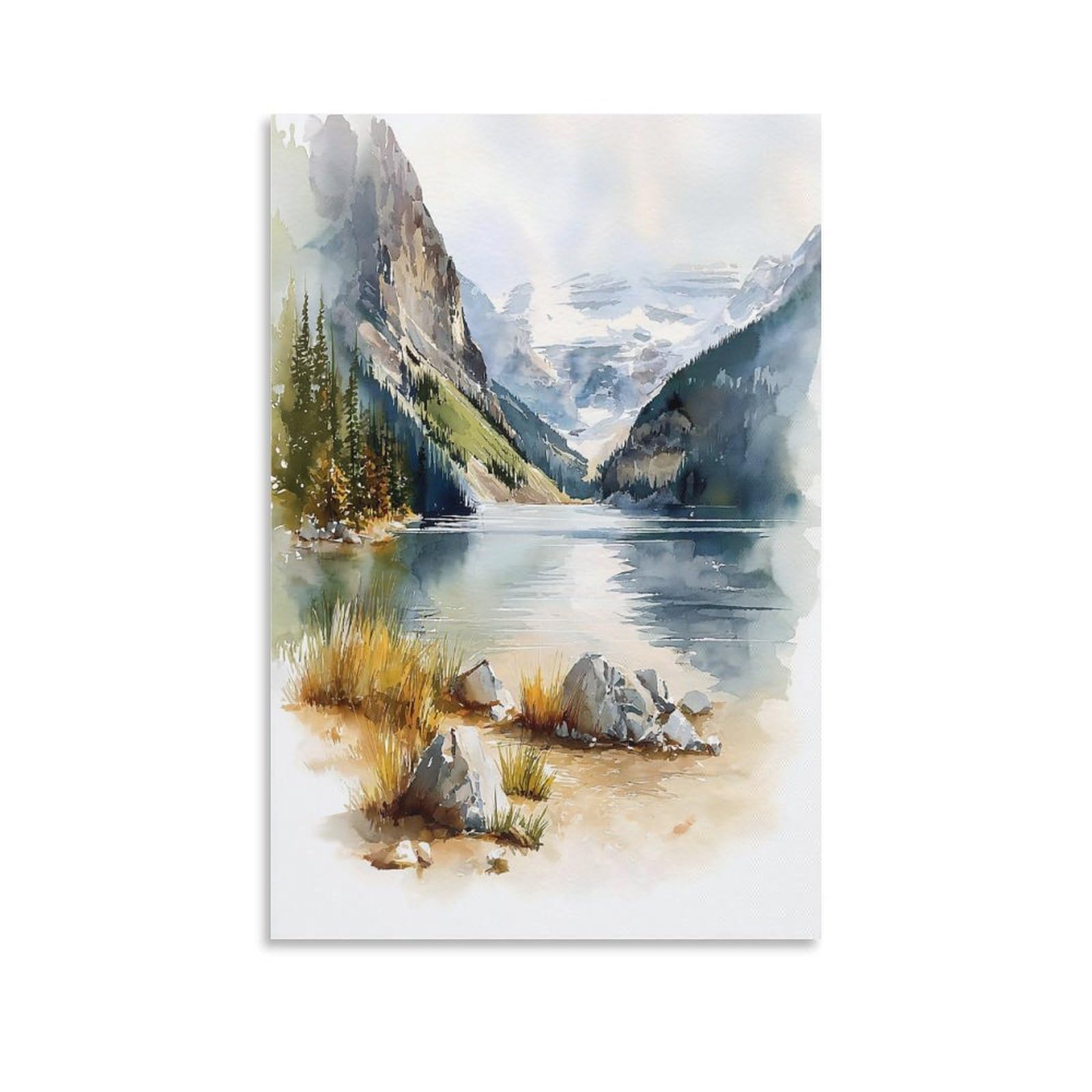 XWYMXZ Lake Louise Banff 20x30inch(50x75cm) Vintage Travel Poster Watercolor Canvas Art