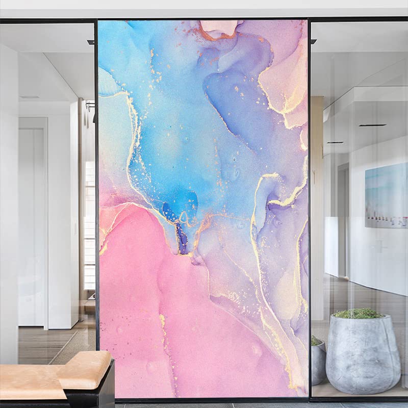 Marble Grain Decorative Privacy Window Film Frosted Glass Window Film Heat Control Glass Sticker for Home Office W16.5 x H47.2(42x120cm)