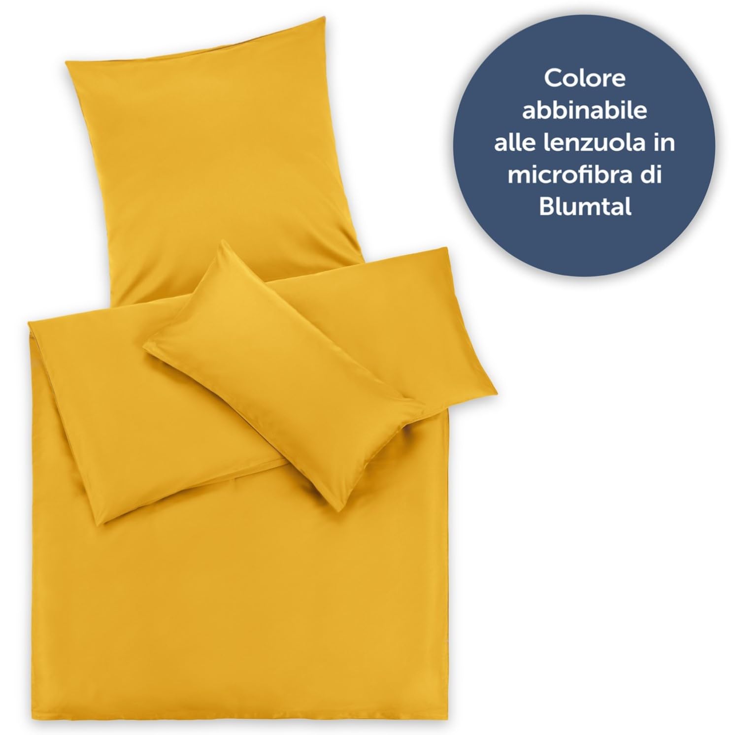 Blumtal Copripiumino Matrimoniale 250x200 e Federe 50x80 - Set di Lenzuola in microfibra extra morbida certificata Oeko-Tex, Set Copripiumino Matrimoniale con 2 Federe - 3 pezzi - Giallo