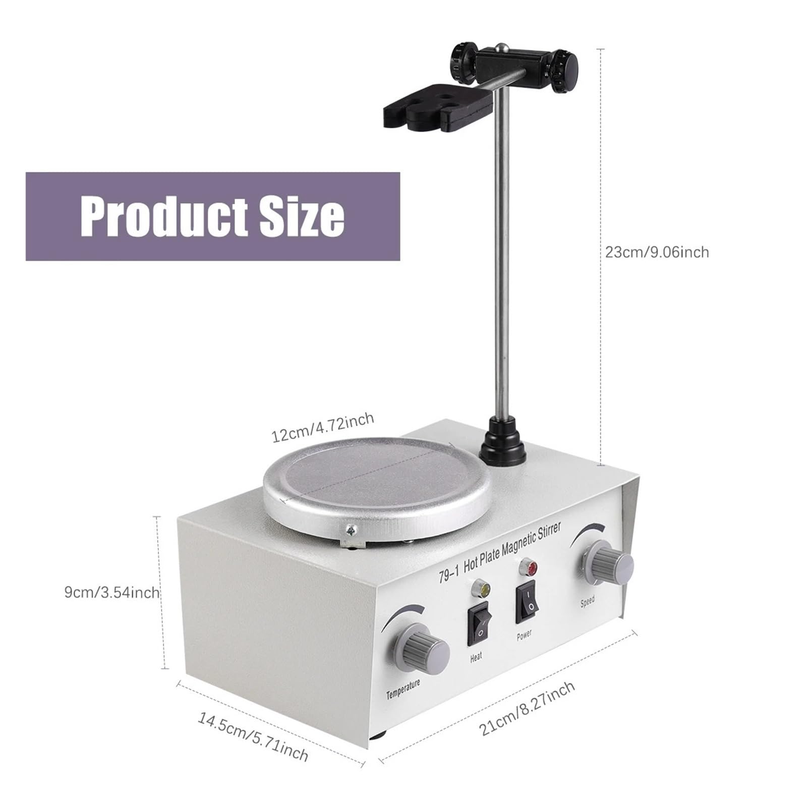 Mezclador De Control Dual Calefacción Laboratorio, Agitador Magnético Placa Caliente 250W Y 1000ml, Protección Fusibles Vibración Sin Ruido Remueve Bien
