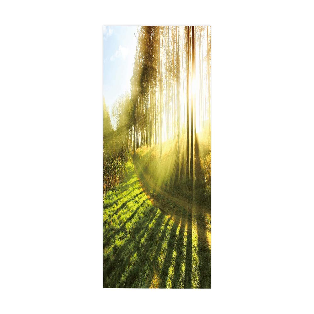 Sticker porte mural intérieur trompe l'oeil effet 3D paysage forêt 83x204 cm