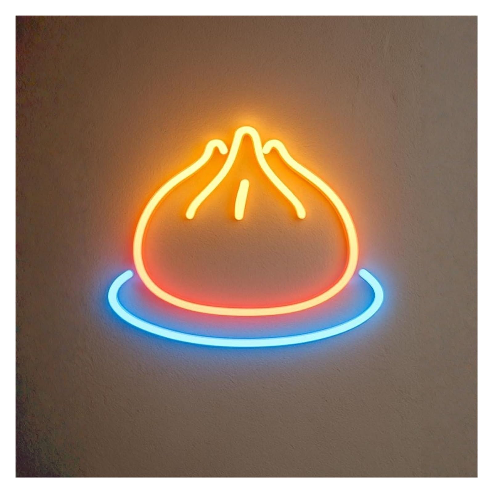 RONGCH Hanging Art Signs Baozi Neon Sign Light Dimmable USB Powered for Asian Restaurant Cafe Kitchen Chef Steamed Buns Business Wall Decor 35cm