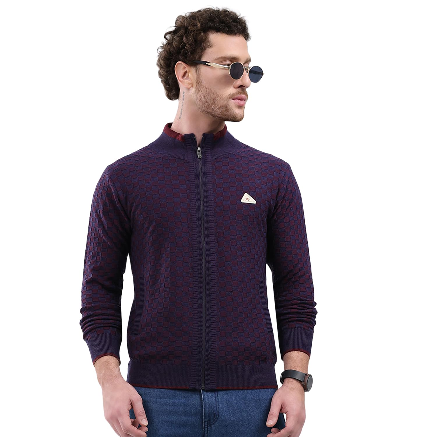 monte carlo Men’s Regular Fit Pullover | Mock Neck | Self Design | Zip Closure | Full Sleeve | Warm Winter Knitwear | Stylish Casual Sweater for Everyday Comfort-picture-50