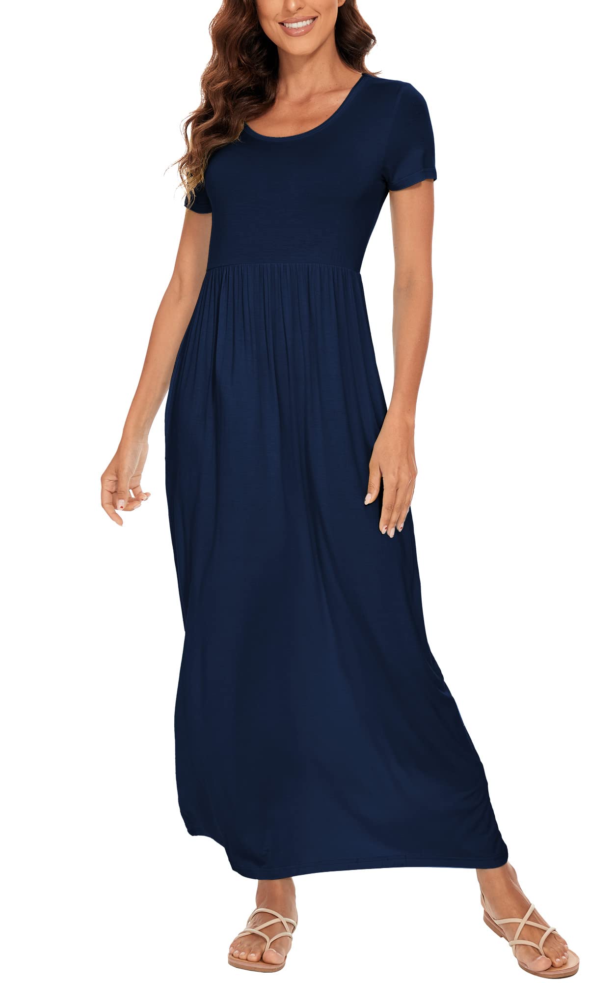 DEARCASE Vestido Largo Mujer Verano Manga Corta/Larga Vestidos Sueltos Casual Estampado Floral Vestidos Playeros con Bolsillos