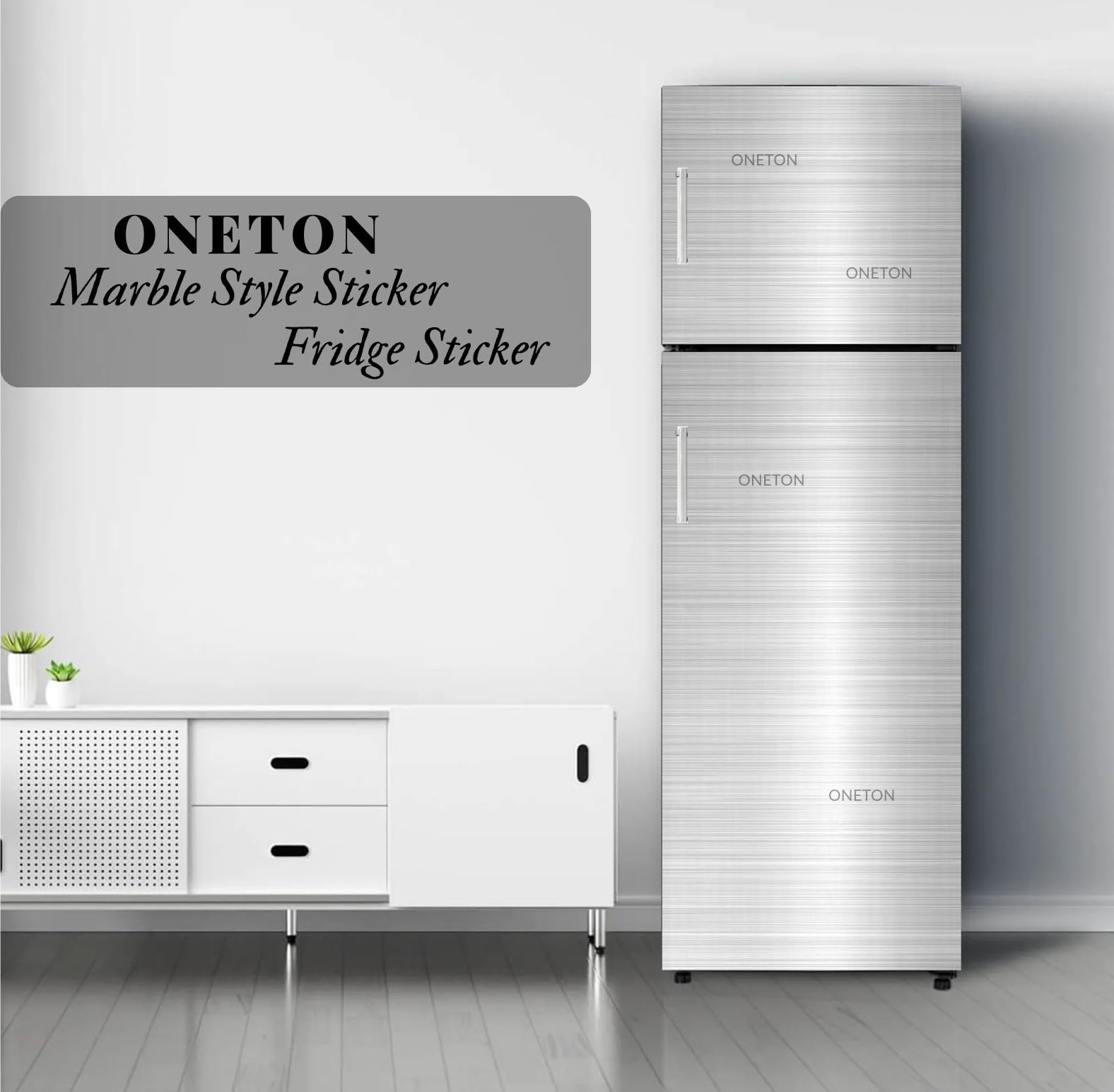 ONETON Marble Sticker Fridge Sticker Self Adhesive Vinyl Sticker Marble Removable Refrigerator Wrap Decorative Sticker (Silver Brush, 24x80 Inch) 3
