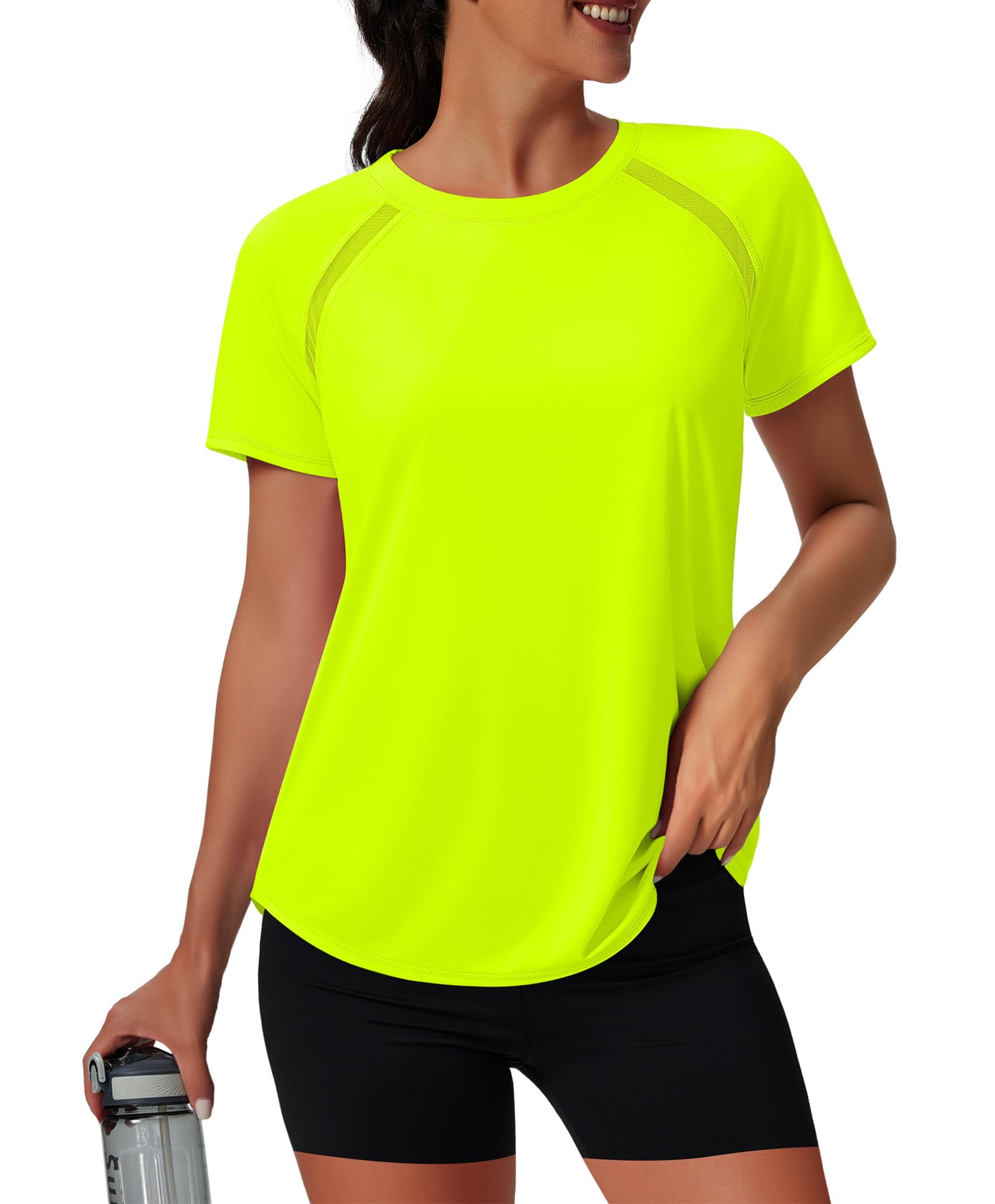NIASHOT Womens Workout Tops Short Sleeve Yoga Pilates Outfits Athletic Gym Running UV Protection Shirts with Mesh — view 10