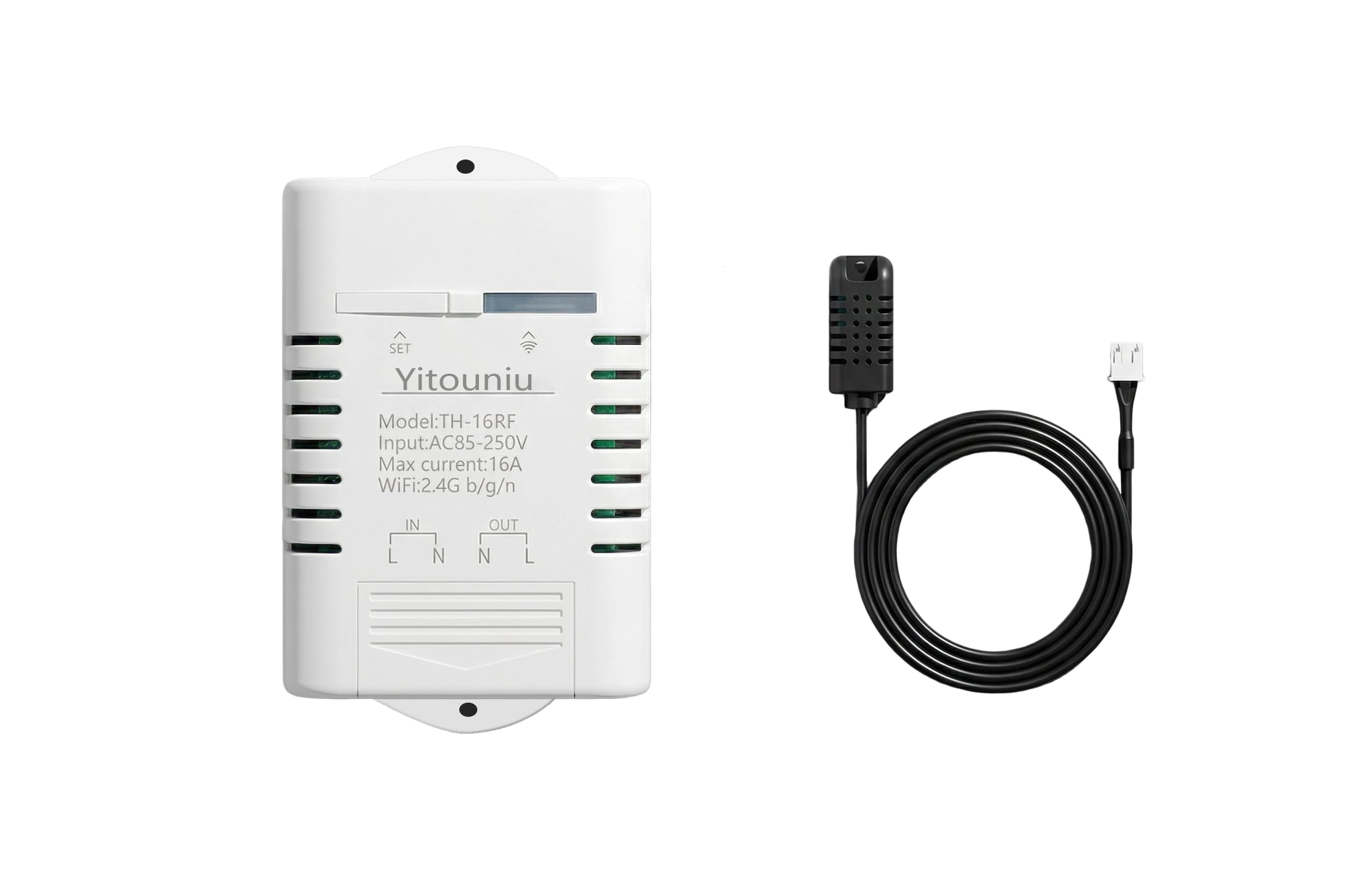 eWeLink Commutateur WiFi intelligent TH16 16 A Contrôleur de température et d'humidité, télécommande sans fil avec surveillance de la consommation d'énergie, compatible avec Alexa Google Home