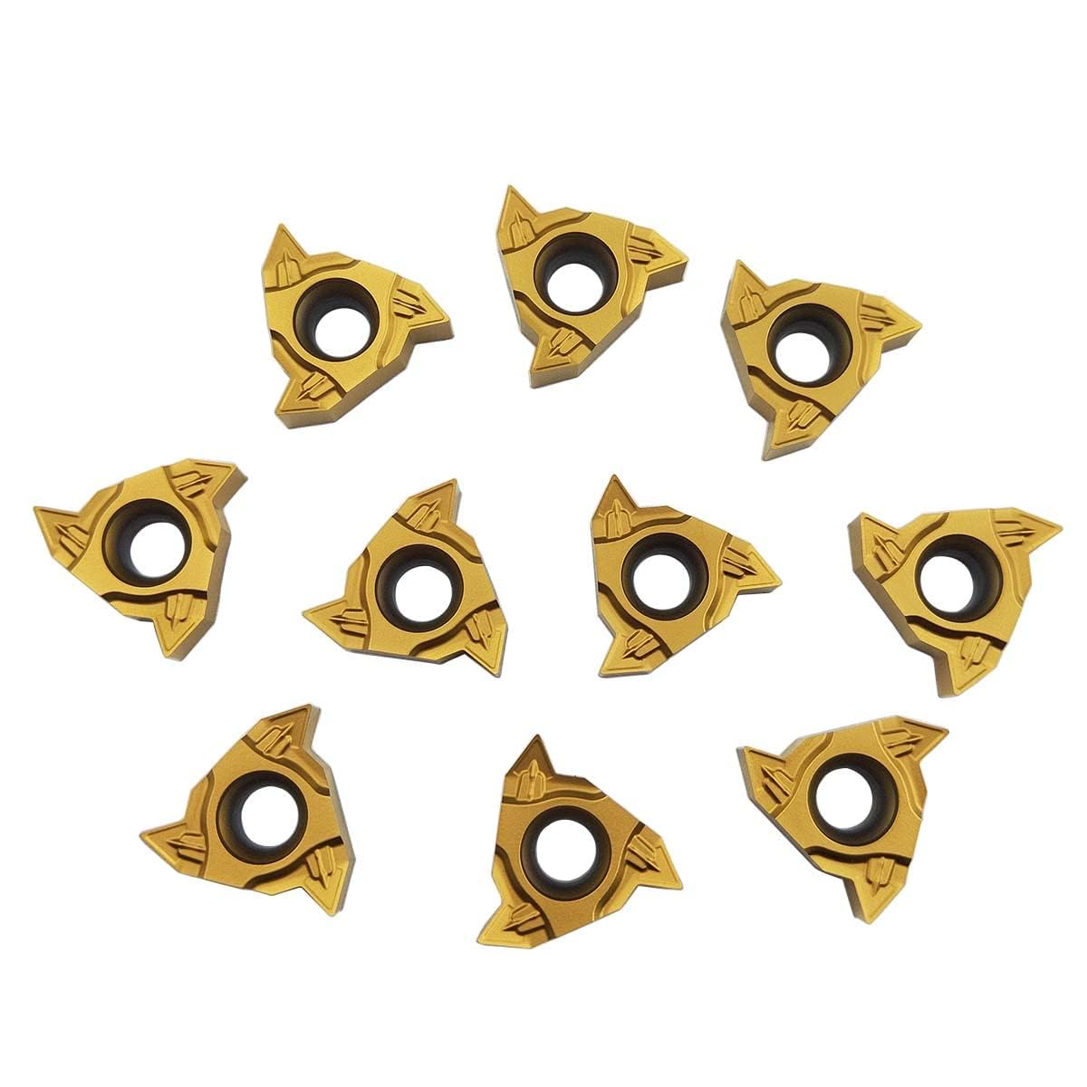 10PCS 16IR AG60 Threaded Carbide Inserts for Machining Iron and Steel Parts Suitable for SER/SEL Threading Holders (22ER N60 Gold)