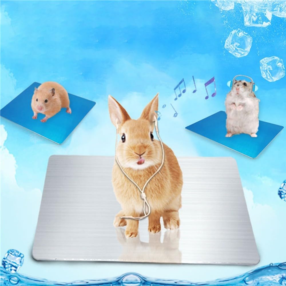DONGKER Kaninchen-Kühlkissen, bissfestes Haustier-Kühlplatten-Eisbett, selbstkühlende Matte für Hamster, Meerschweinchen, Chinchilla, Hasen, Kätzchen, Katzen und andere kleine Tiere