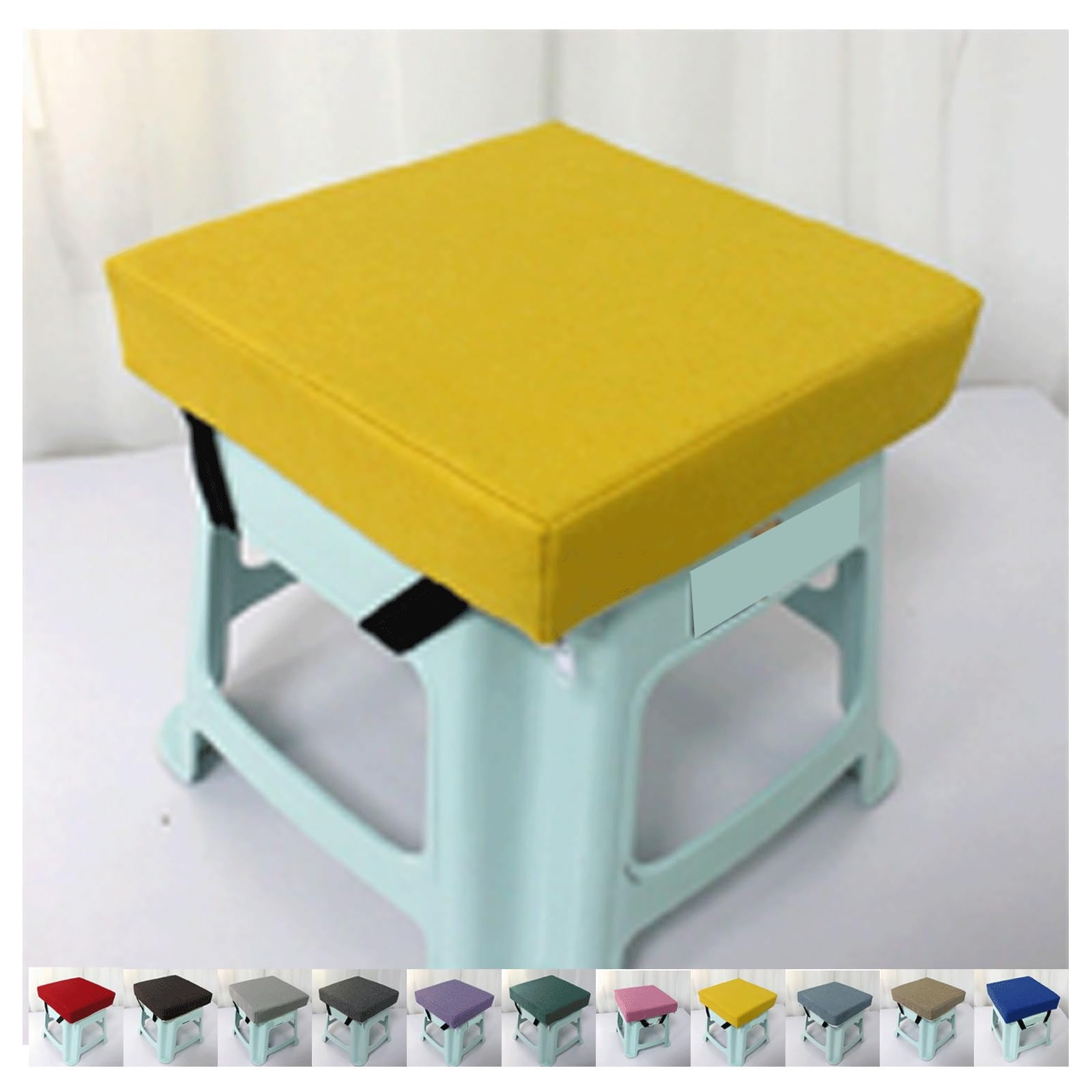 SDNAM Seat Pads for Dinin Chairs,25x25,28x28cm,30x30cm,35x35cm,24x34cm Adjustable Kitchen, Office and Garden Chair with Ties Non Slip Comfortable Cushion(Yellow,35x35x8cm)