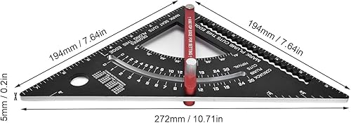 Miniatura 4 de RANNYY Regla triangular, regla ajustable, herramienta de diseño multifuncional de carpintería de aleación de aluminio movible