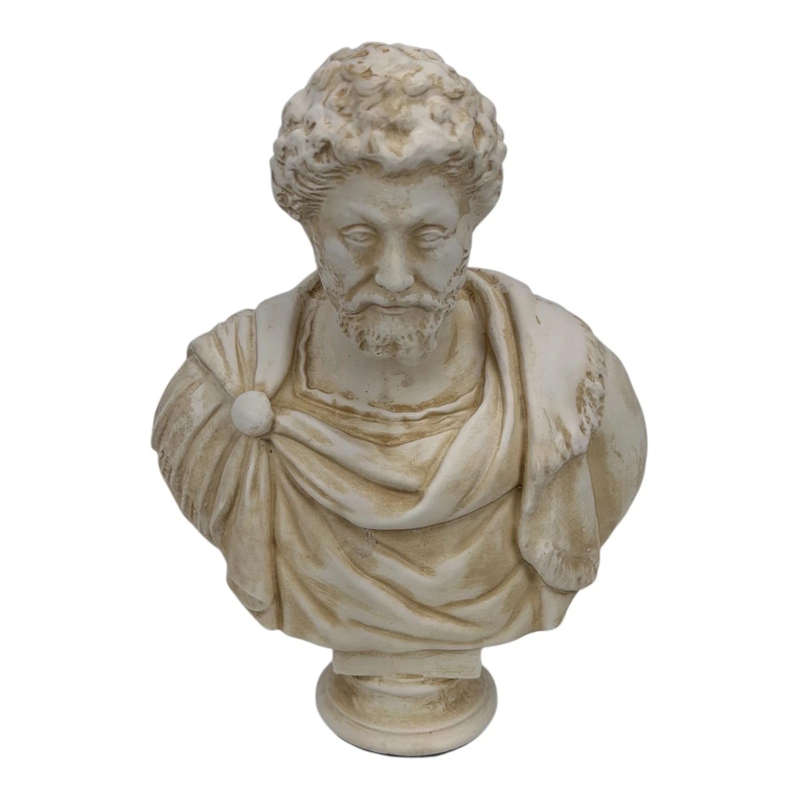 Busto Marco Aurelio – Imperatore romano e filosofo stoico beige | Arte greca fatta a mano | Decorazione classica 17,8 cm