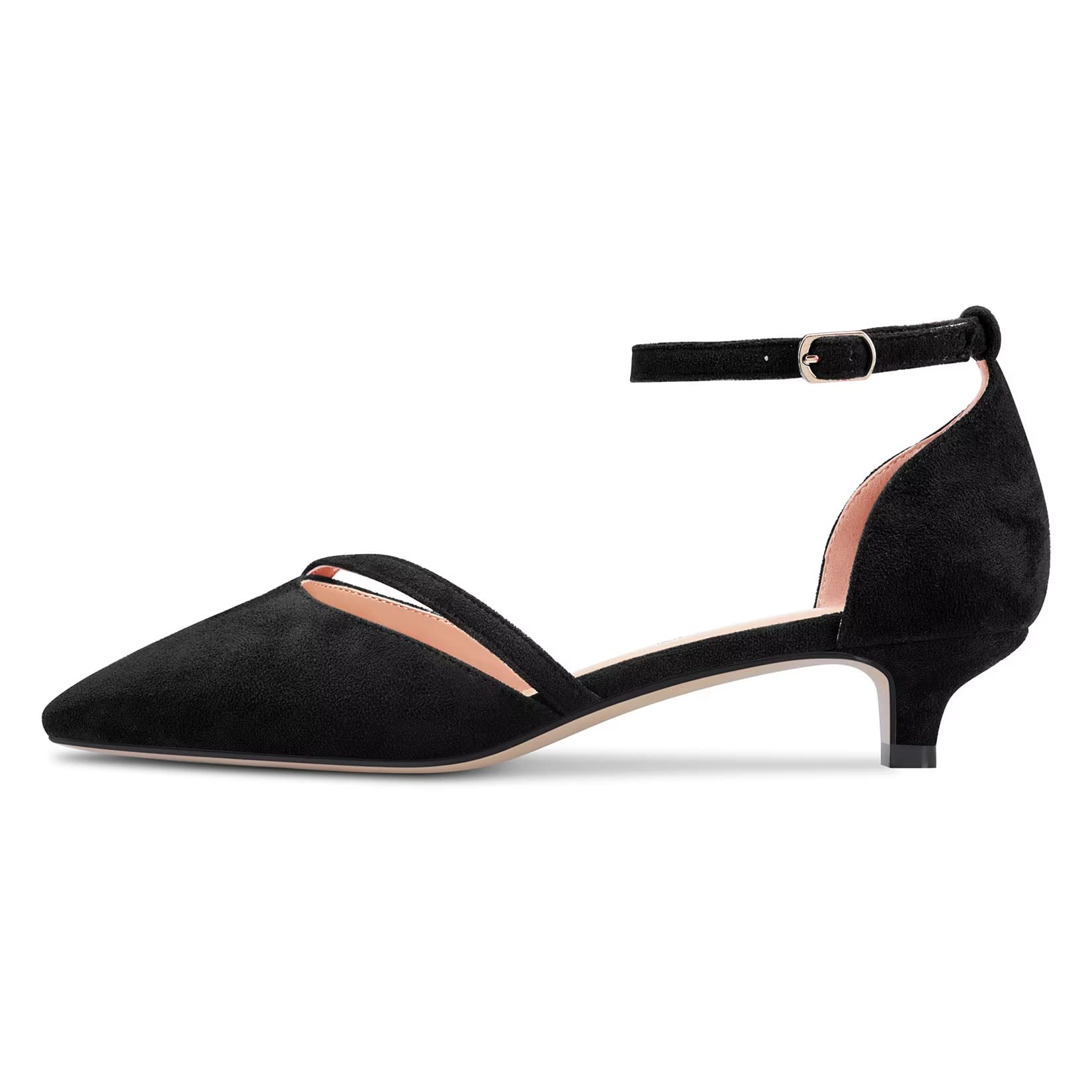 Castamere Mujer Bajos Gatito Heel Cerrado el Dedo del pie Puntiaguada Pumps Correa Tobillo Two-Piece Cierre con Hebilla de Boda Fiesta Sexy Dress Zapatos 3.5 CM Heels