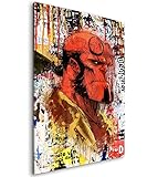Impression de haute qualité Tableau décoratif Hellboy Street art - Toile imprimée sur châssis - Décoration Murale Salon Chambre (60cm x 90cm)