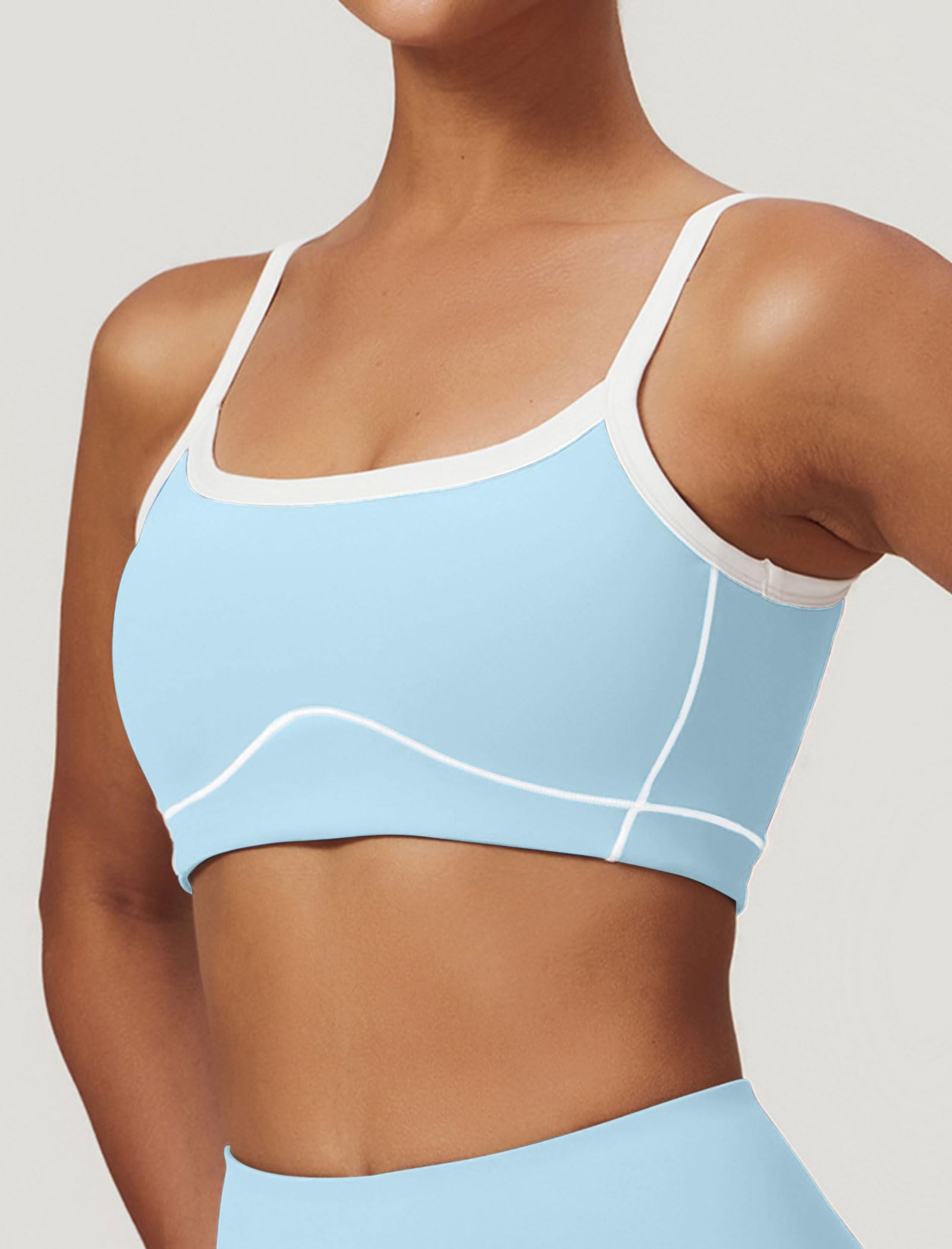 IDOPIP Set sportivo da donna in due pezzi: colore a contrasto, con reggiseno imbottito a compressione e pantaloni con spacco, per yoga, fitness, pilates, allenamento