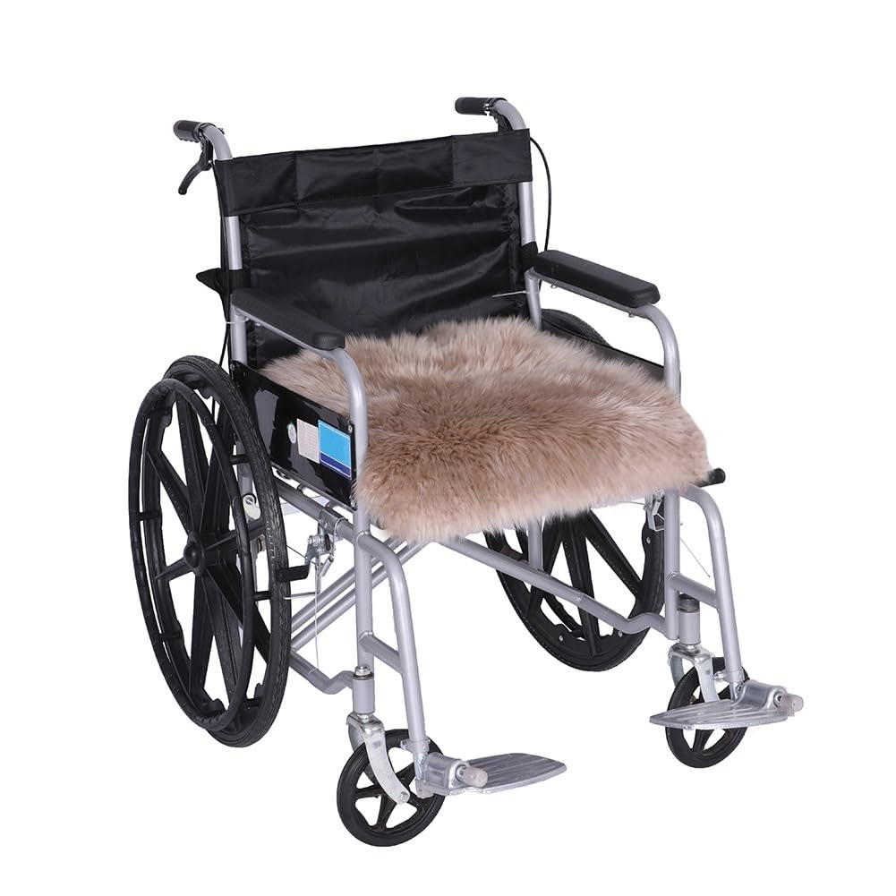 Sheepskin Seat Cushion For Office Chairs Wheelchair Sheepskin Mat Pad Fur Chair Cover Wool Seat Cushion Pad Sheep Skin Cushion For Office Chair Sheepskin Throw For Chair Sheepskin Pad Fur Seat Covers(