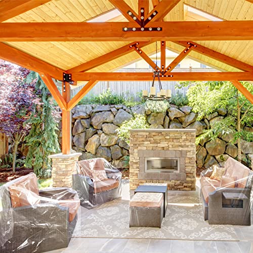 4 Pcs Patio Furniture Covers Waterproof Outdoor Furniture Covers Clear Plastic Patio Sofa And Outdoor Table Cover Heavy Duty Patio Furniture Sets Covers, 32 X 30 X 30, 52 X 30 X 30, 36 X 21 X 13 Inch #TOP6
