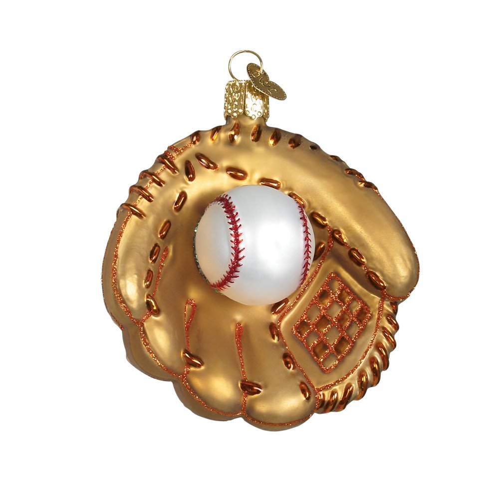 Old World Christmas Glass Blown Ornament with S-Hook and Gift Box, Sports Collection (Baseball Mitt)