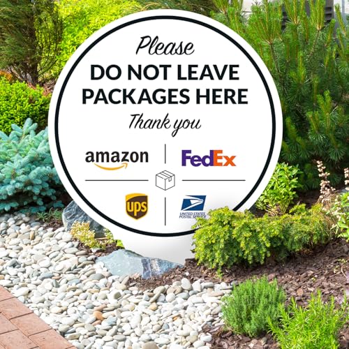 Image of Package Delivery Sign, Delivery Instructions Do Not Leave Package Here Sign, 9x17 Inches Round Shape, Aluminum Composite Made in USA by Sigo Signs