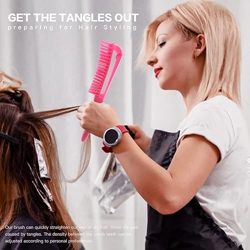 Miniatura 6 de Cepillo para champú de cerdas de nailon con cojín de 9 filas para cabello rizado, cepillo desenredante para desenredar el cabello (juego de 5